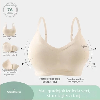 Bezšivna grudnjica za male grudi, podizanje i skupljanje, prozračna, vest-stil s stražnjim zatvaračem, za žene, s karikaturnim printom