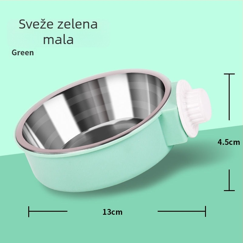 Nehrđajući čelični posuda za kućne ljubimce — jedna zdjela za hranu i vodu za mačke i pse, s mogućnošću vješanja ili fiksnog držača.