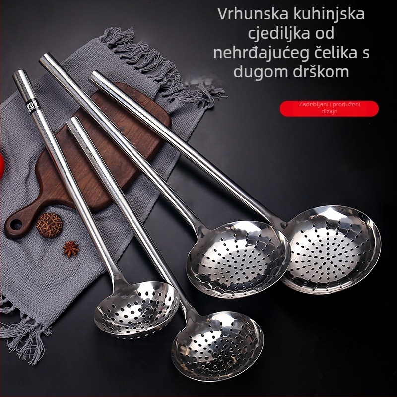 Nehrđajući čelik za hranu: mrežasta kuhača, kuhaća žlica, mrežasto sito, žlica za rezance, velika špachtla, žlica za filtriranje, debela i izdržljiva