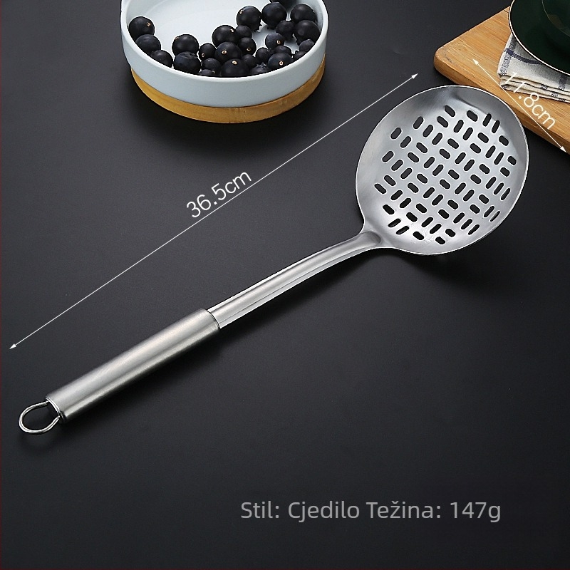 Set kuhinjskih špatula od 430 nehrđajućeg čelika – spatula za prženje, žlica, velika cjedilica, debeli držač, cijeli set
