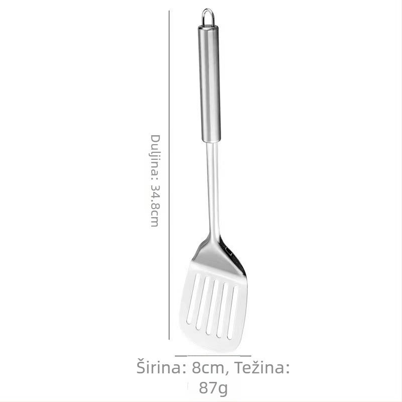 Set kuhinjskih špatula od 430 nehrđajućeg čelika – spatula za prženje, žlica, velika cjedilica, debeli držač, cijeli set
