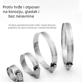 201 nehrđajući čelik – spona za crijeva i cijevi, za vodovod i plin, snažno, raspon promjera 10–130 mm