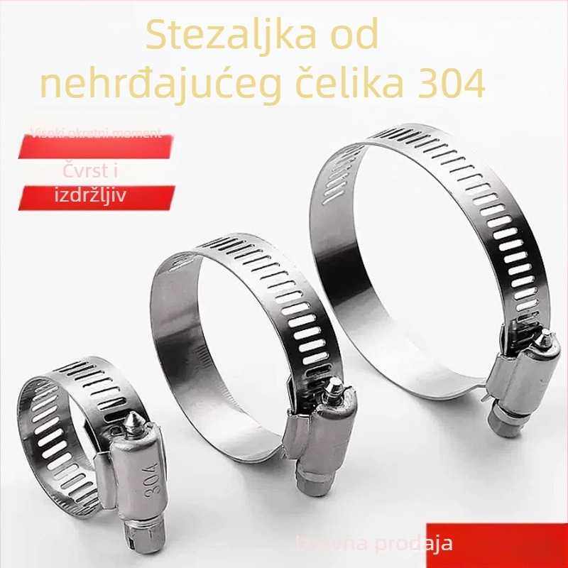 201 nehrđajući čelik – spona za crijeva i cijevi, za vodovod i plin, snažno, raspon promjera 10–130 mm