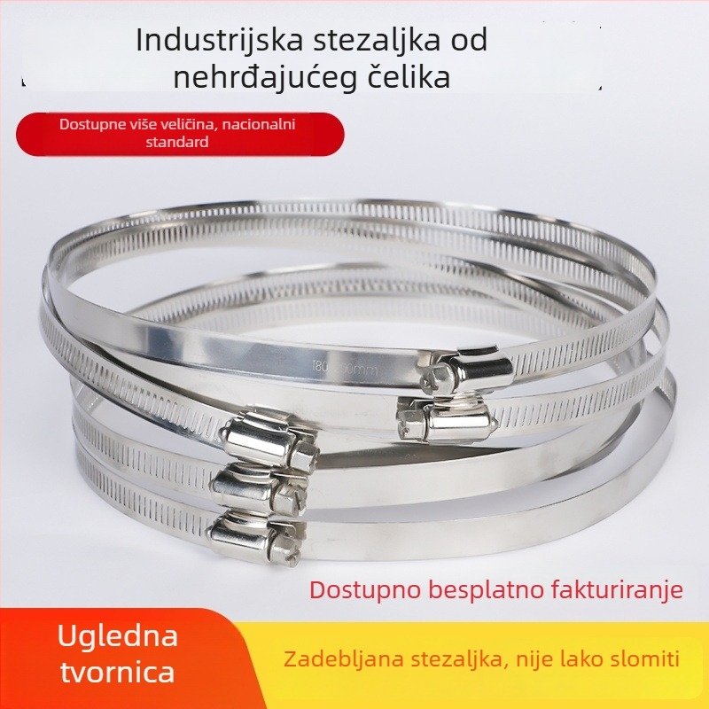 201 nehrđajući čelik – spona za crijeva i cijevi, za vodovod i plin, snažno, raspon promjera 10–130 mm