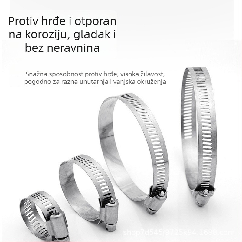 201 nehrđajući čelik – spona za crijeva i cijevi, za vodovod i plin, snažno, raspon promjera 10–130 mm
