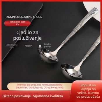 Žlica za juhu od 304 nehrđajućeg čelika, duga drška, za juhu, tjesteninu, rižu i lonac s cjedilom