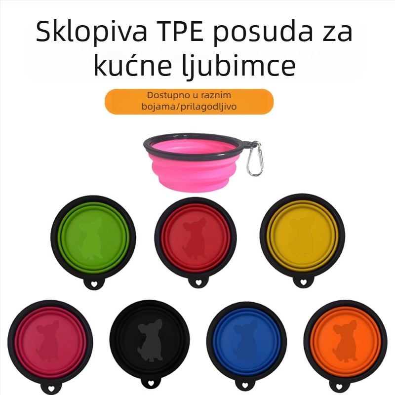 Sklopiva posuda za kućne ljubimce – za mačke i pse, prijenosna vanjska posuda od silikona za hranu