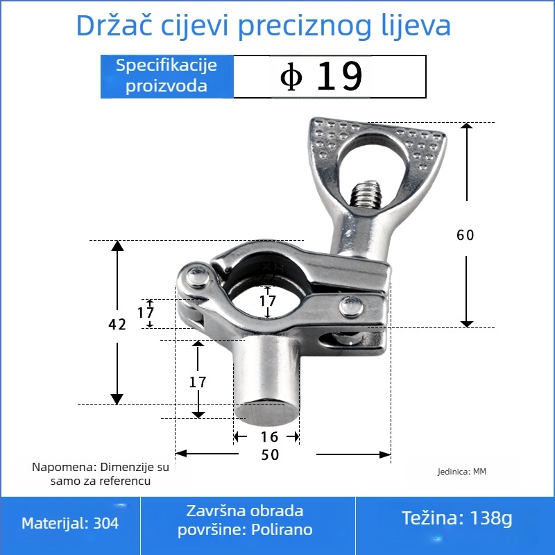 Precizno odljevan nosač cijevi od 304 nerđajućeg čelika s brzim kopčom za pričvršćivanje kružnih cijevi