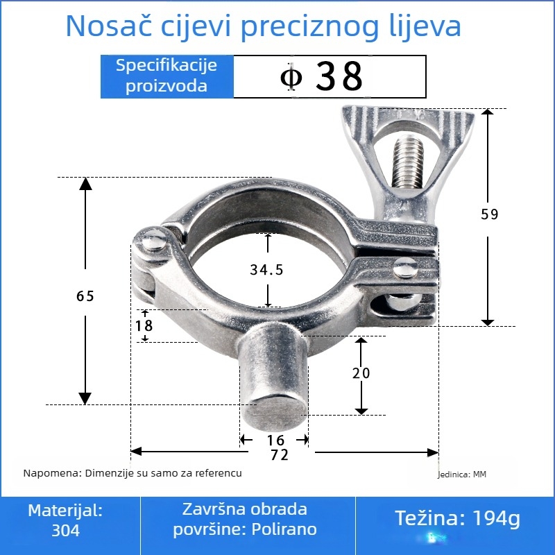 Precizno odljevan nosač cijevi od 304 nerđajućeg čelika s brzim kopčom za pričvršćivanje kružnih cijevi