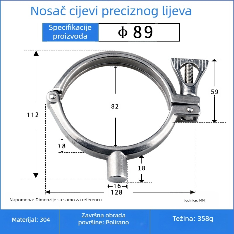 Precizno odljevan nosač cijevi od 304 nerđajućeg čelika s brzim kopčom za pričvršćivanje kružnih cijevi