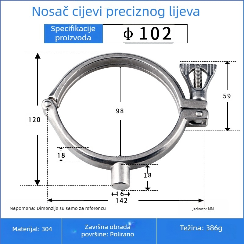 Precizno odljevan nosač cijevi od 304 nerđajućeg čelika s brzim kopčom za pričvršćivanje kružnih cijevi