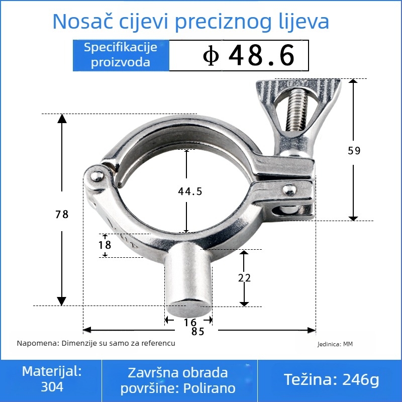 Precizno odljevan nosač cijevi od 304 nerđajućeg čelika s brzim kopčom za pričvršćivanje kružnih cijevi