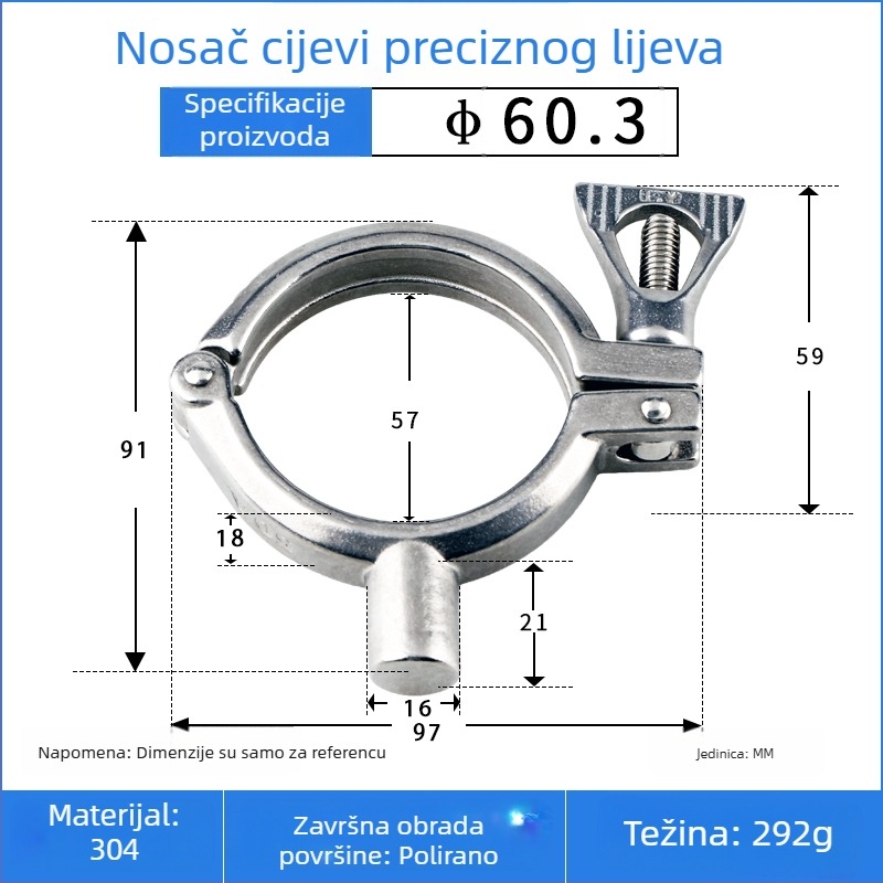 Precizno odljevan nosač cijevi od 304 nerđajućeg čelika s brzim kopčom za pričvršćivanje kružnih cijevi