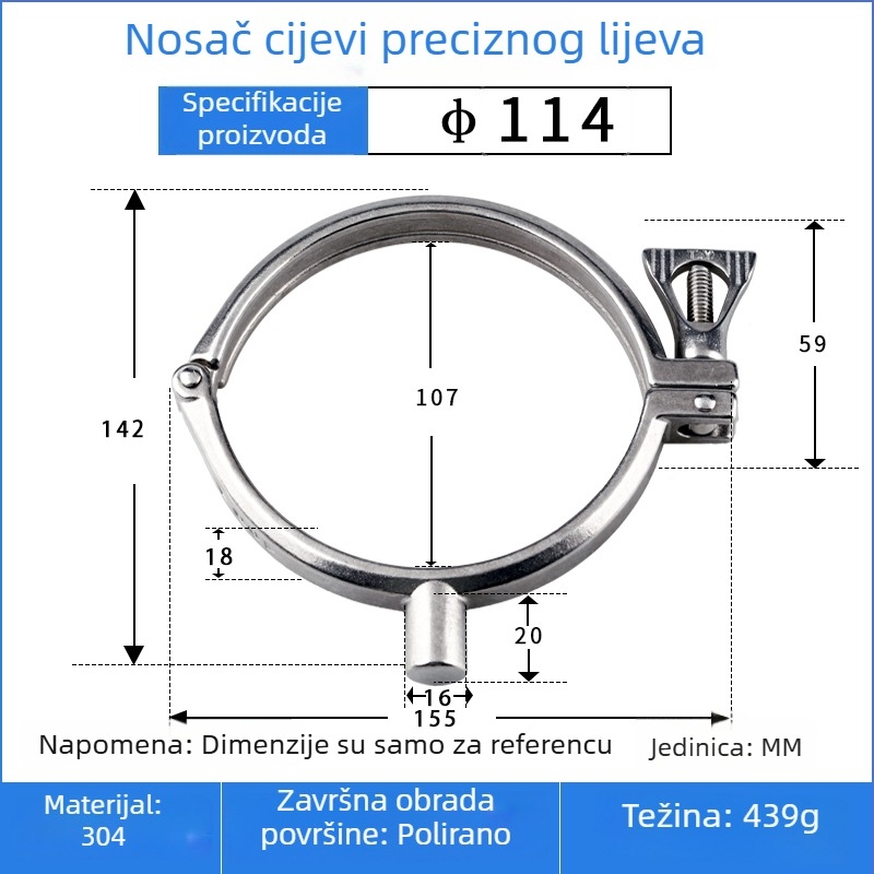 Precizno odljevan nosač cijevi od 304 nerđajućeg čelika s brzim kopčom za pričvršćivanje kružnih cijevi