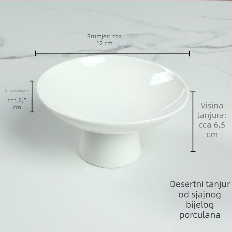 Porcelanski tanjur s visokim stopom za voće i grickalice, keramički čajni tanjur u japanskom stilu, okrugli kreativni tanjur za predjela