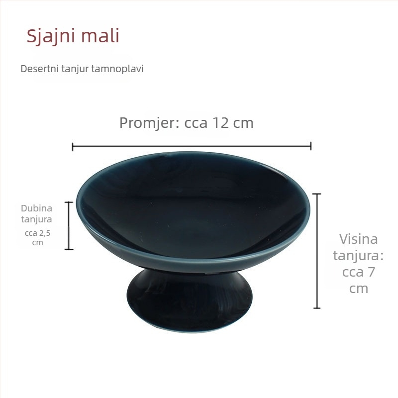 Porcelanski tanjur s visokim stopom za voće i grickalice, keramički čajni tanjur u japanskom stilu, okrugli kreativni tanjur za predjela