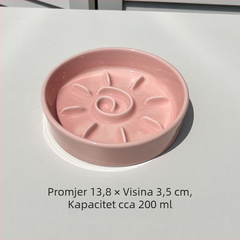 Keramička zdjela za sporo hranjenje kućnih ljubimaca, podignuta zdjela za mačke, zaštita vrata, otporna na prolijevanje, zdjela za sporo hranjenje protiv gušenja za pse i mačke