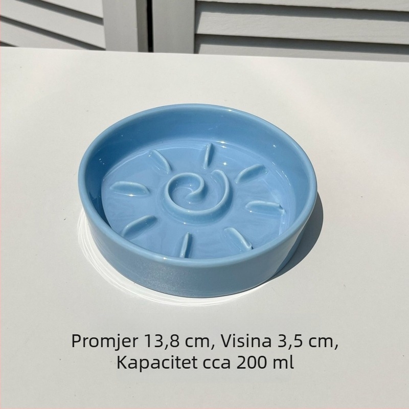 Keramička zdjela za sporo hranjenje kućnih ljubimaca, podignuta zdjela za mačke, zaštita vrata, otporna na prolijevanje, zdjela za sporo hranjenje protiv gušenja za pse i mačke