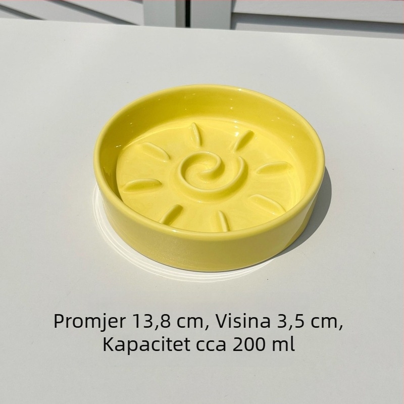 Keramička zdjela za sporo hranjenje kućnih ljubimaca, podignuta zdjela za mačke, zaštita vrata, otporna na prolijevanje, zdjela za sporo hranjenje protiv gušenja za pse i mačke