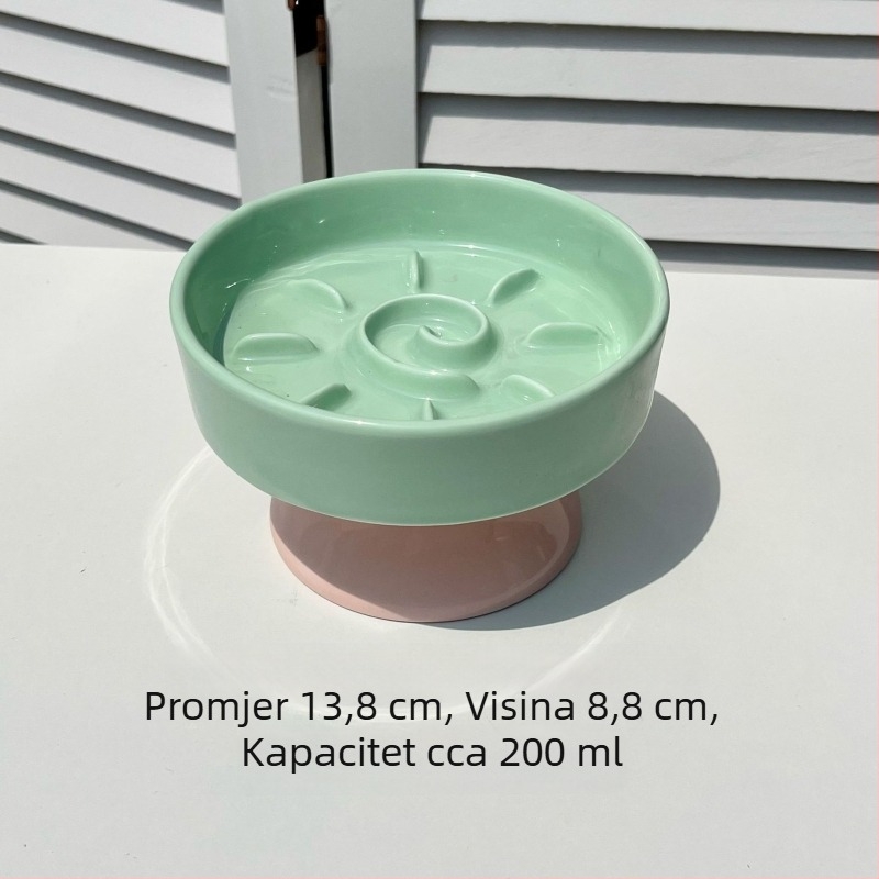 Keramička zdjela za sporo hranjenje kućnih ljubimaca, podignuta zdjela za mačke, zaštita vrata, otporna na prolijevanje, zdjela za sporo hranjenje protiv gušenja za pse i mačke