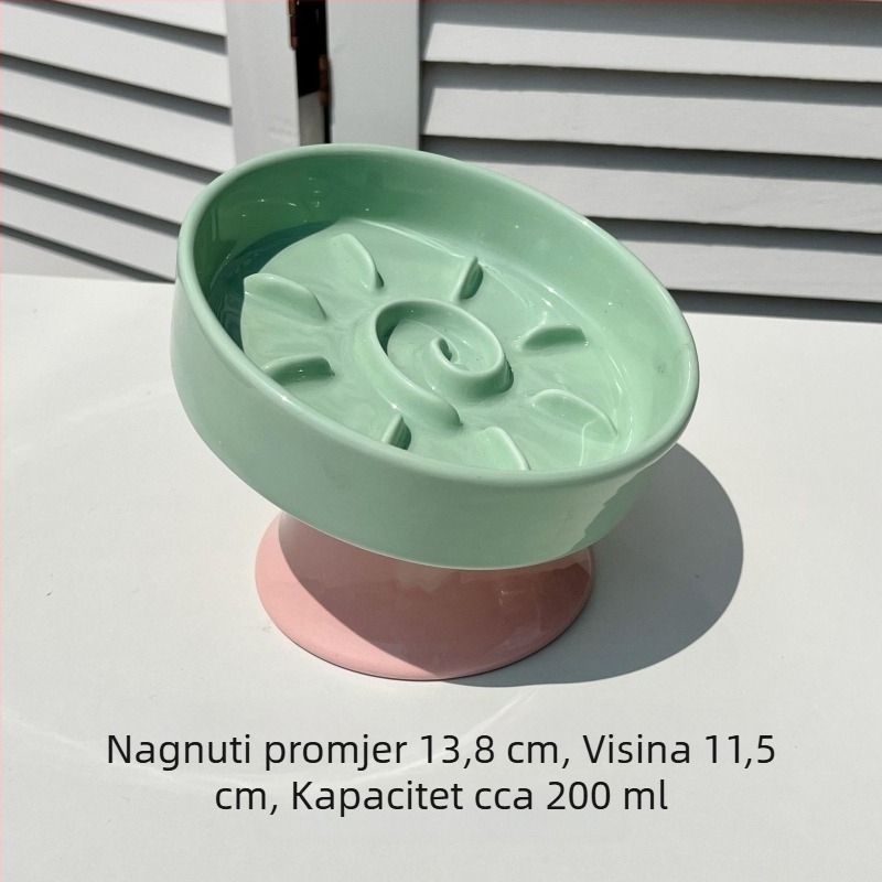 Keramička zdjela za sporo hranjenje kućnih ljubimaca, podignuta zdjela za mačke, zaštita vrata, otporna na prolijevanje, zdjela za sporo hranjenje protiv gušenja za pse i mačke