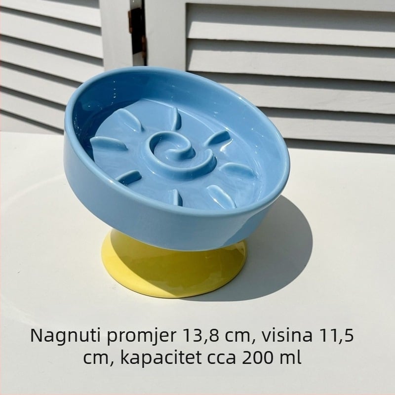 Keramička zdjela za sporo hranjenje kućnih ljubimaca, podignuta zdjela za mačke, zaštita vrata, otporna na prolijevanje, zdjela za sporo hranjenje protiv gušenja za pse i mačke