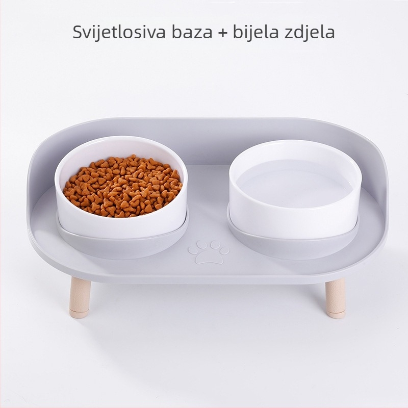 Podignuta posuda protiv prosipanja za mačke i pse s integriranom vodom i hranom
