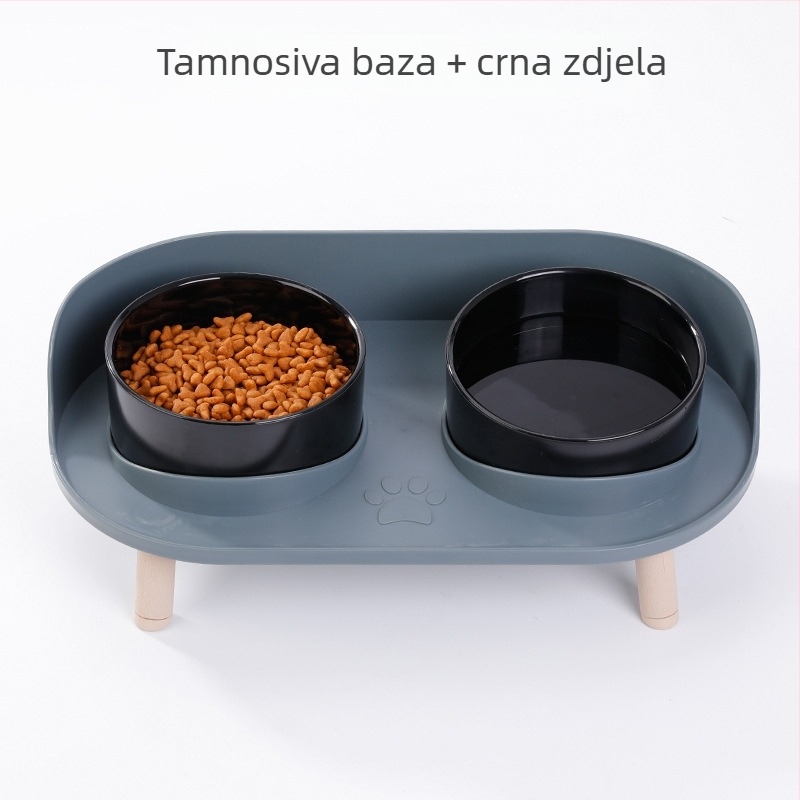 Podignuta posuda protiv prosipanja za mačke i pse s integriranom vodom i hranom