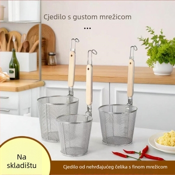Nerđajući čelik Malatang cedilo i zdjela za tjesteninu, s filtrom, posuda za ulje, protuklizne ručke, dvostruki kukice, otporan na toplinu