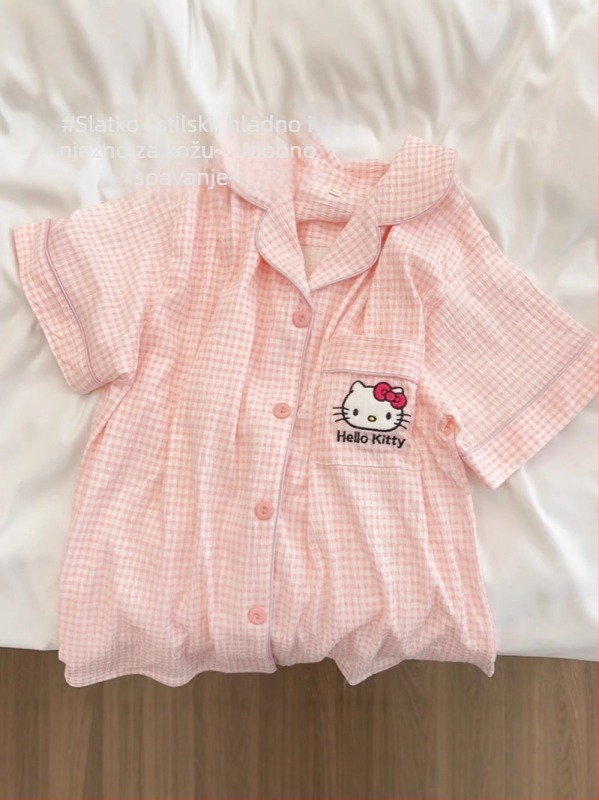 Dječji ljetni pidžama set – Cloud Cotton, 100% poliester, kratki rukavi, tanki materijal