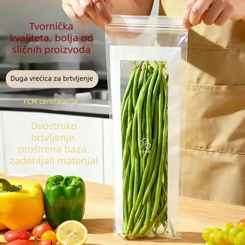 Duga dvostruko rebrasta debela vrećica za hranu, brtvljenja, za kućnu kuhinju i skladištenje u hladnjaku