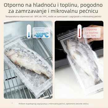 Duga dvostruko rebrasta debela vrećica za hranu, brtvljenja, za kućnu kuhinju i skladištenje u hladnjaku