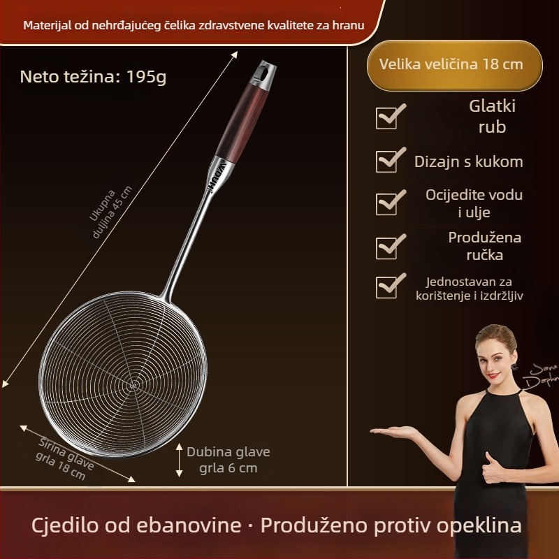 Nehrđajući čelik, duga drška, kuhinjska mrežica za prženje – kvaliteta hrane, za rezance, knedle i hot pot