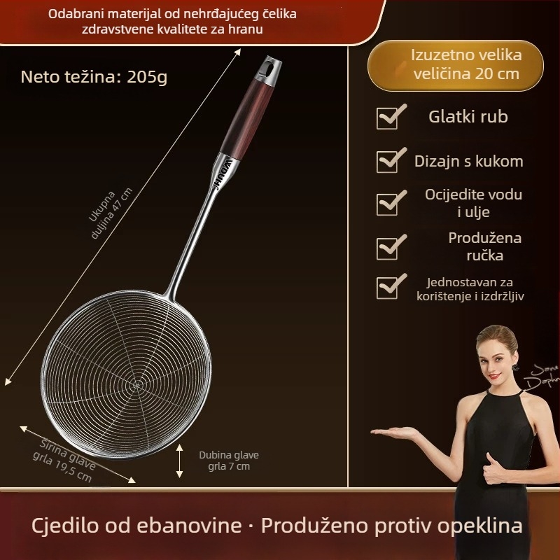 Nehrđajući čelik, duga drška, kuhinjska mrežica za prženje – kvaliteta hrane, za rezance, knedle i hot pot
