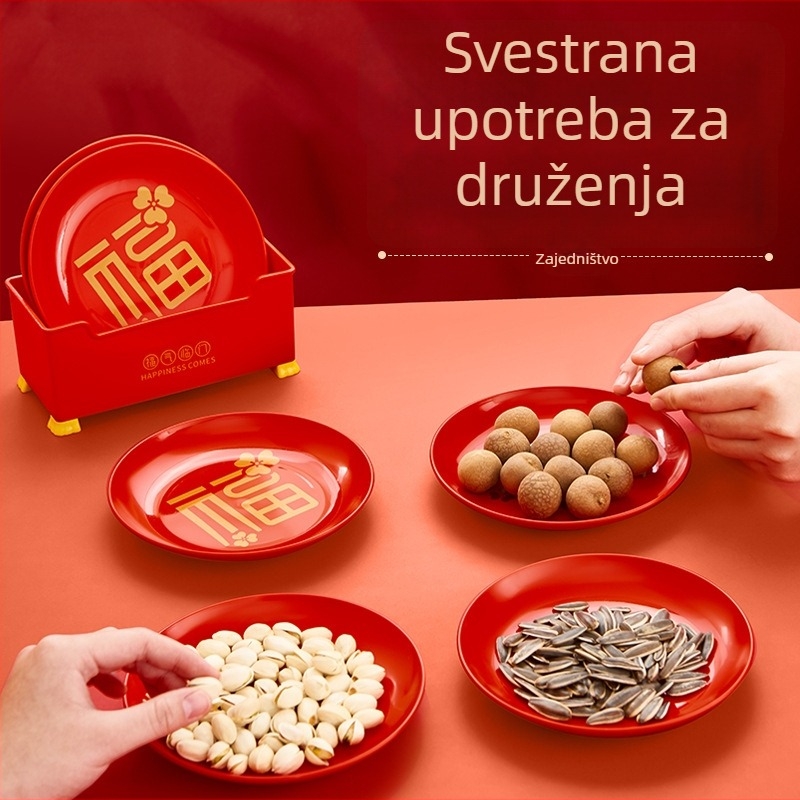 Plastični tanjur s hranom visoke kvalitete, s bazom, za voće i grickalice, izdanje Godine zmije, za kućnu blagovaonu.