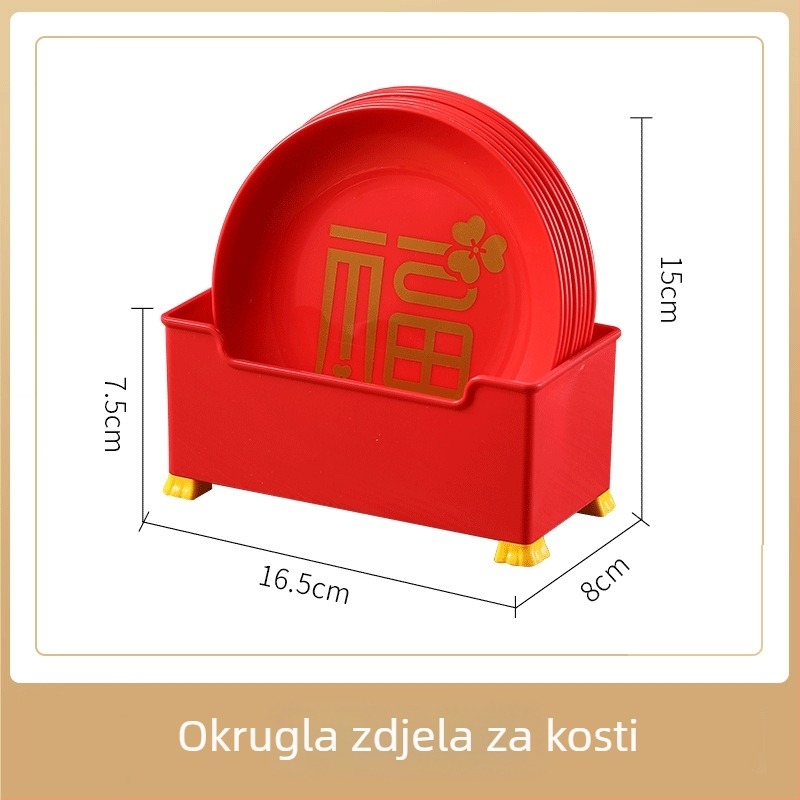 Plastični tanjur s hranom visoke kvalitete, s bazom, za voće i grickalice, izdanje Godine zmije, za kućnu blagovaonu.