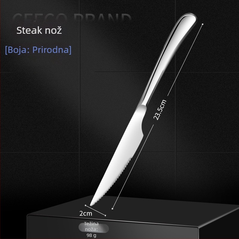 Set pribora od 316 nehrđajućeg čelika, europskog stila: nož, nož za steak, vilice i žlice – kućna upotreba, zapadnjački stil objedovanja
