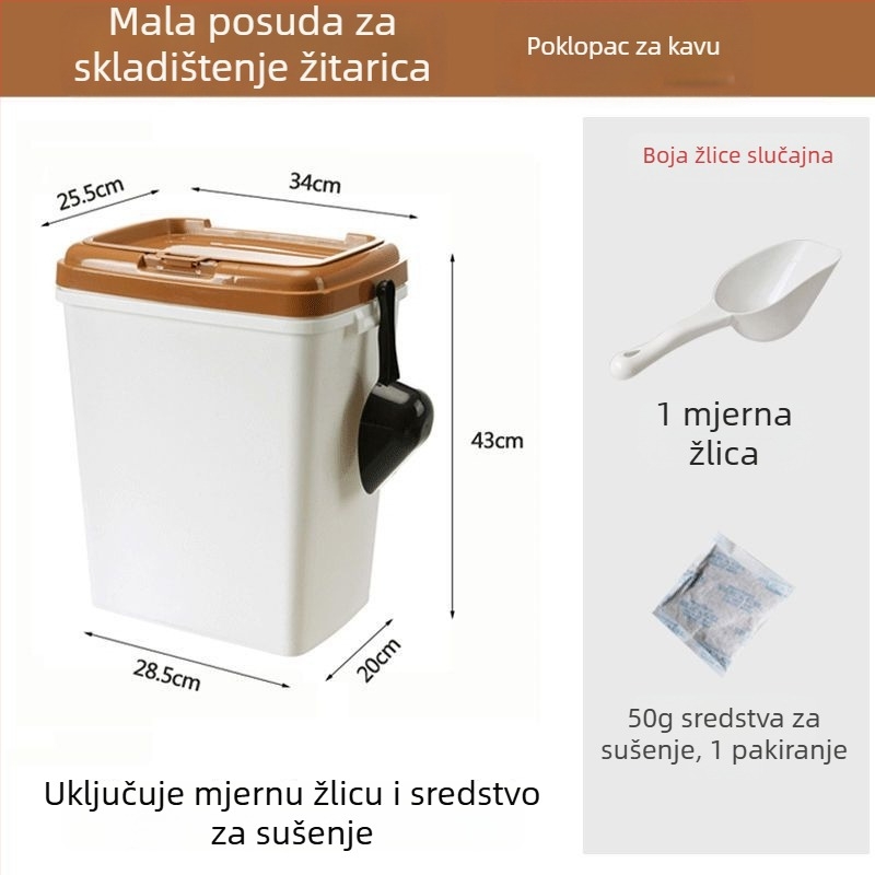 Visokokapacitetni spremnik za hranu kućnih ljubimaca, za pse i mačke – plastični spremnik hrane s otporom na vlagu i dvostrukim brtvama