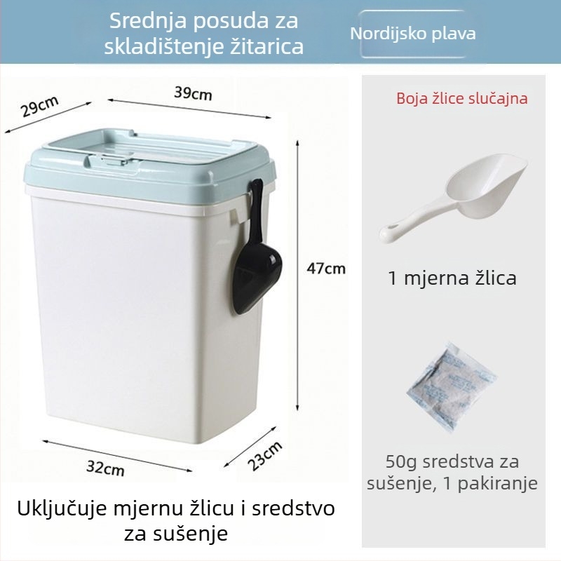 Visokokapacitetni spremnik za hranu kućnih ljubimaca, za pse i mačke – plastični spremnik hrane s otporom na vlagu i dvostrukim brtvama