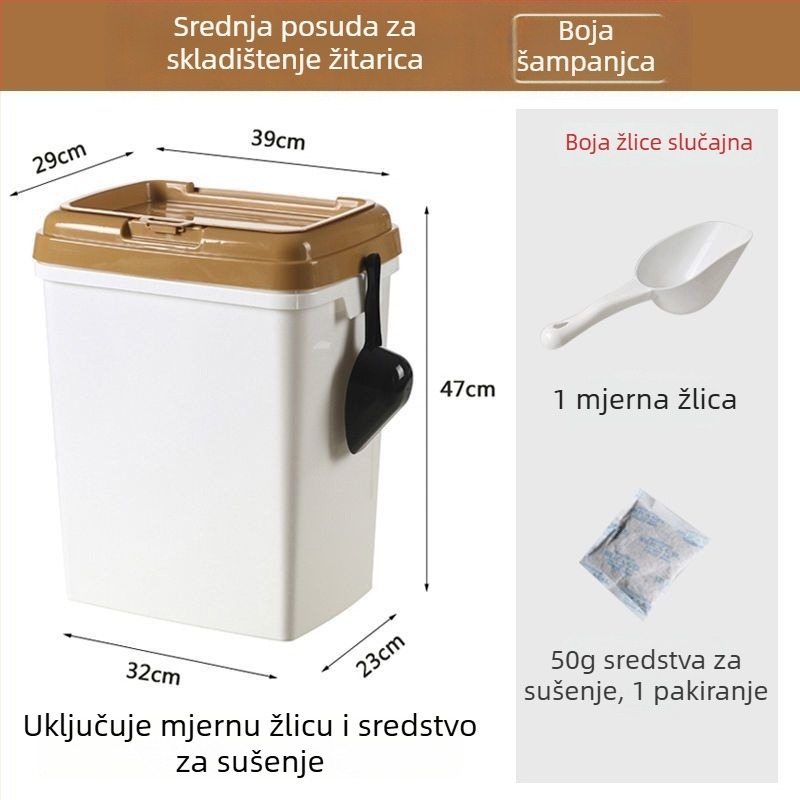 Visokokapacitetni spremnik za hranu kućnih ljubimaca, za pse i mačke – plastični spremnik hrane s otporom na vlagu i dvostrukim brtvama