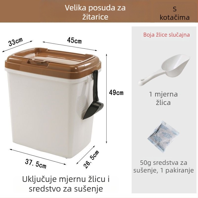 Visokokapacitetni spremnik za hranu kućnih ljubimaca, za pse i mačke – plastični spremnik hrane s otporom na vlagu i dvostrukim brtvama