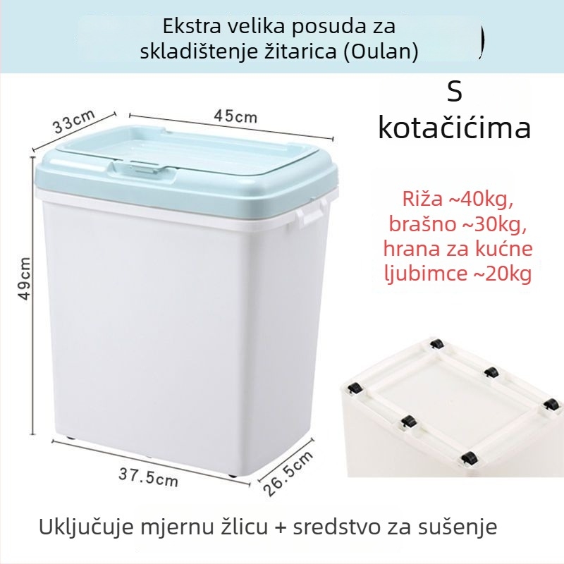 Visokokapacitetni spremnik za hranu kućnih ljubimaca, za pse i mačke – plastični spremnik hrane s otporom na vlagu i dvostrukim brtvama