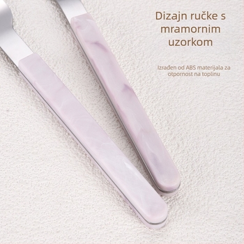 Set noževa, vilica i žlica od nehrđajućeg čelika zapadnog stila s rukohvatima, uključuje nož za steak, vilicu, žlicu i desertnu žlicu, u kutiji za poklon.