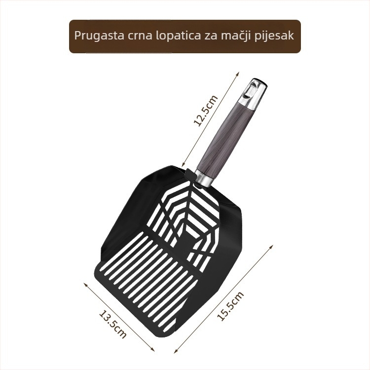 Lopatica za mačji pijesak od nehrđajućega čelika, velika, s finim otvorima