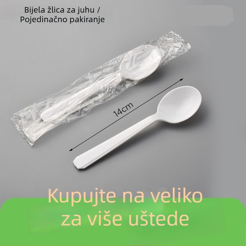 Crni jednokratni plastični pribor s nožem, vilicom i žlicom za zapadnu hranu, za dostavu, 1000 komada