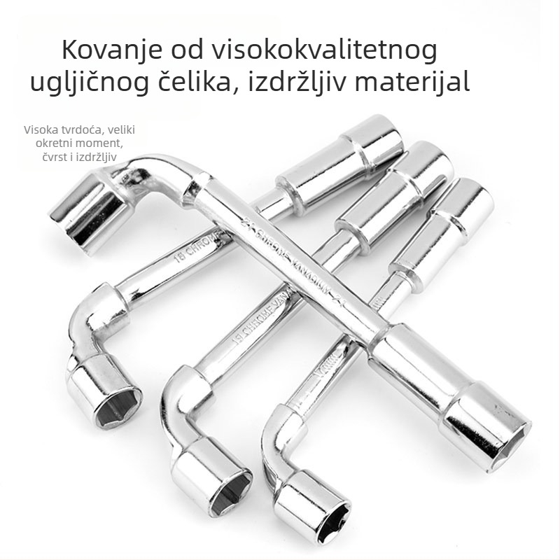 L-oblik ključ sa soketom, 7-oblikim dvostruko glavnim savijeni cijev, perforirani vanjski šesterokut, frezirani soket ključ