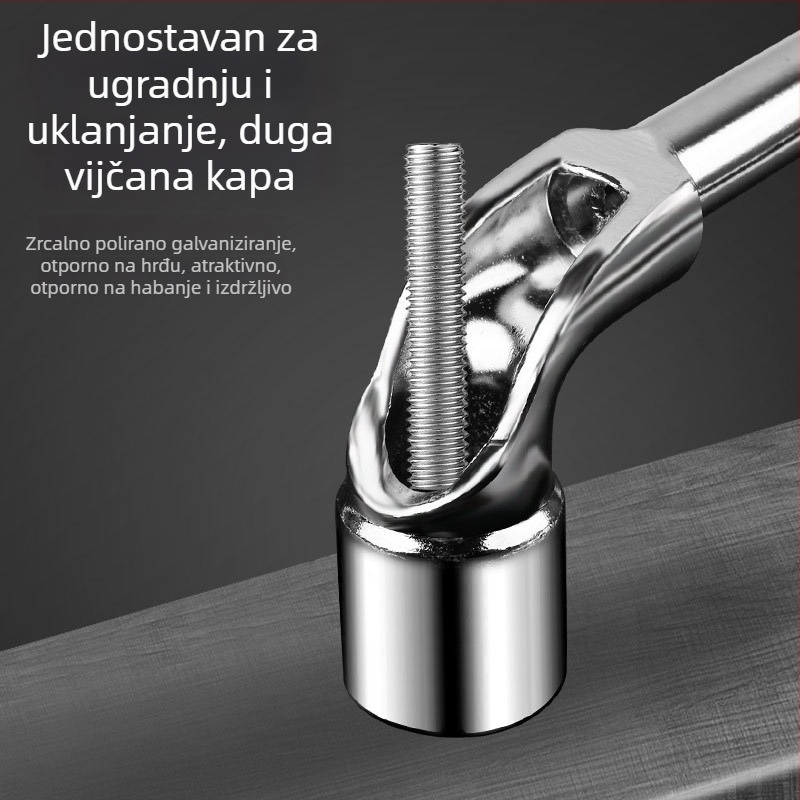 L-oblik ključ sa soketom, 7-oblikim dvostruko glavnim savijeni cijev, perforirani vanjski šesterokut, frezirani soket ključ