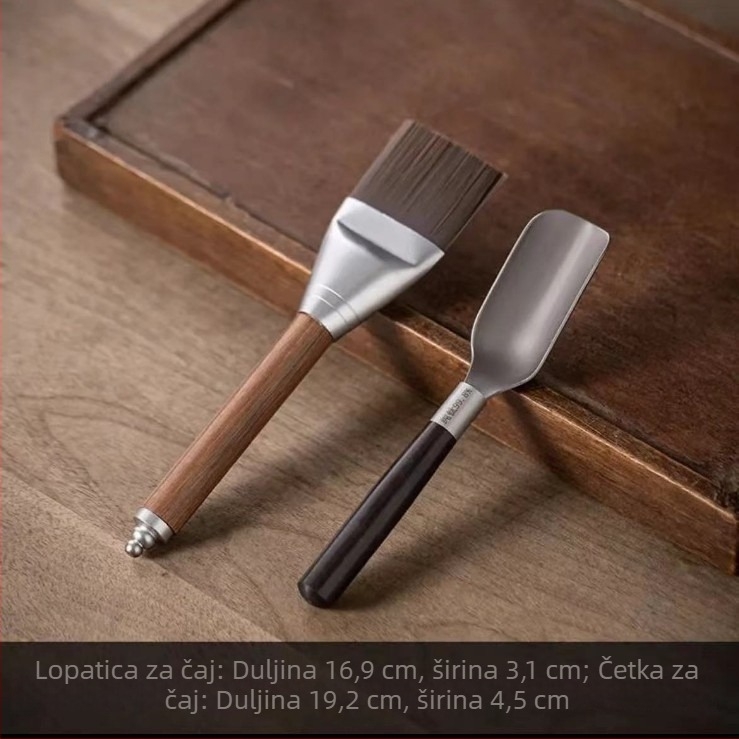 Set čajnih alata od čistog titanija i ebanovog drva