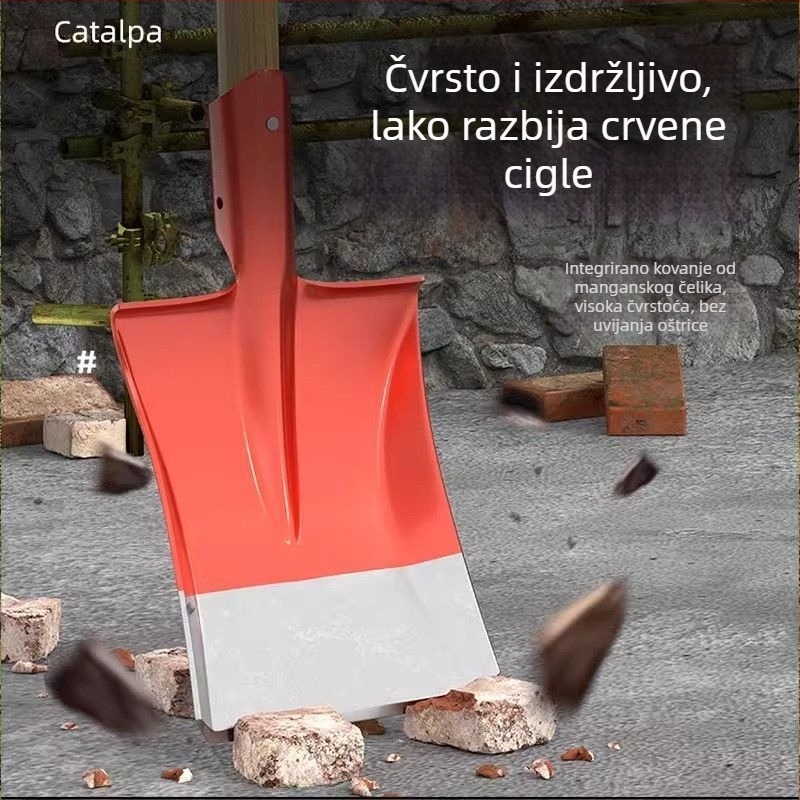 Lopata od mangan čelika za kopanje tla, kućna upotreba, uklanjanje snijega, plosnata glava, kvadratna lopata za gradilišta i poljoprivredu