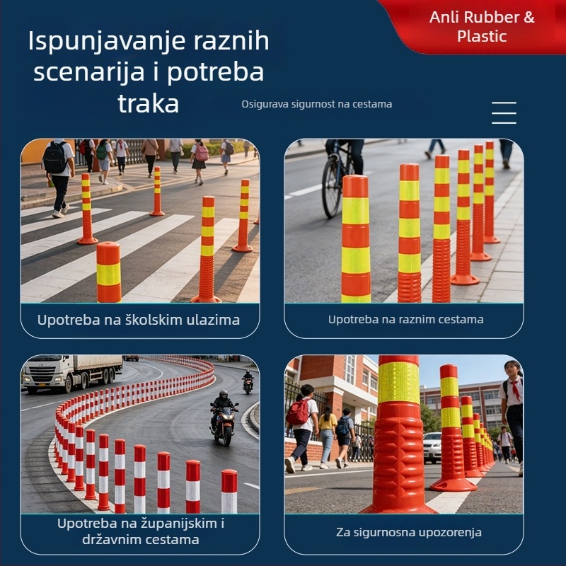TPU upozoravajući stubovi visoke elastičnosti, čvrsti i otporni na kompresiju, otporni na udarce i vraćanje, vanjski reflektirajući stubovi, zaštitni film visoke čvrstoće